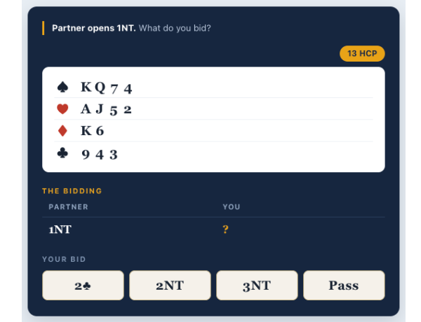 Bridge Quizzer Interface